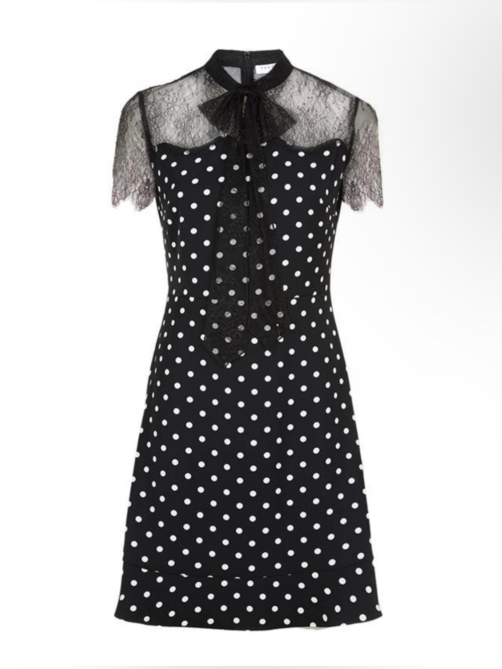Sandro Black & White Polka Dot Evita Lace Neck Tie Dress 2